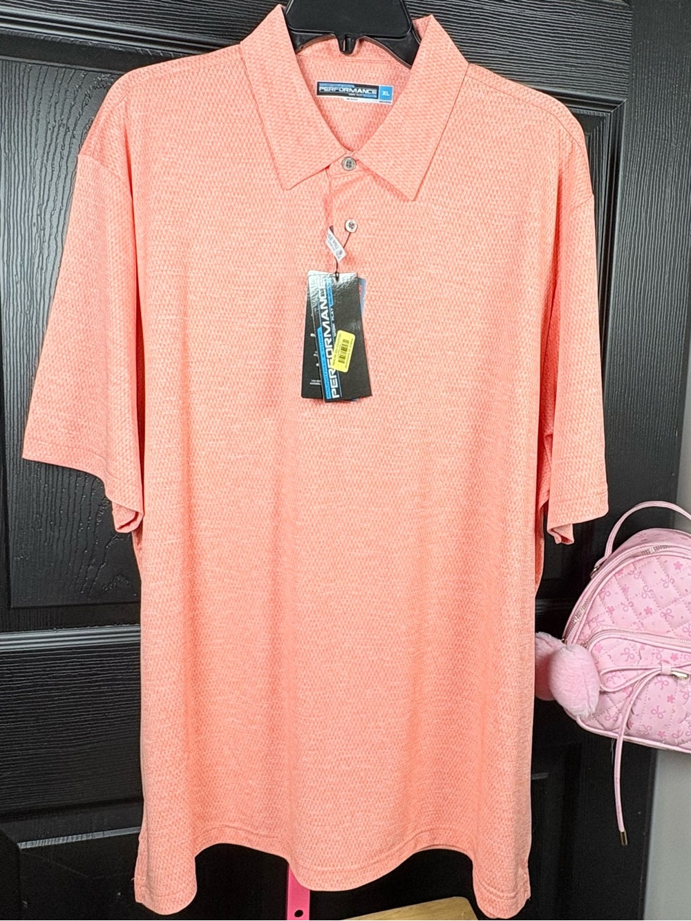 Roundtree & Yorke Peach Performance Polo Shirt